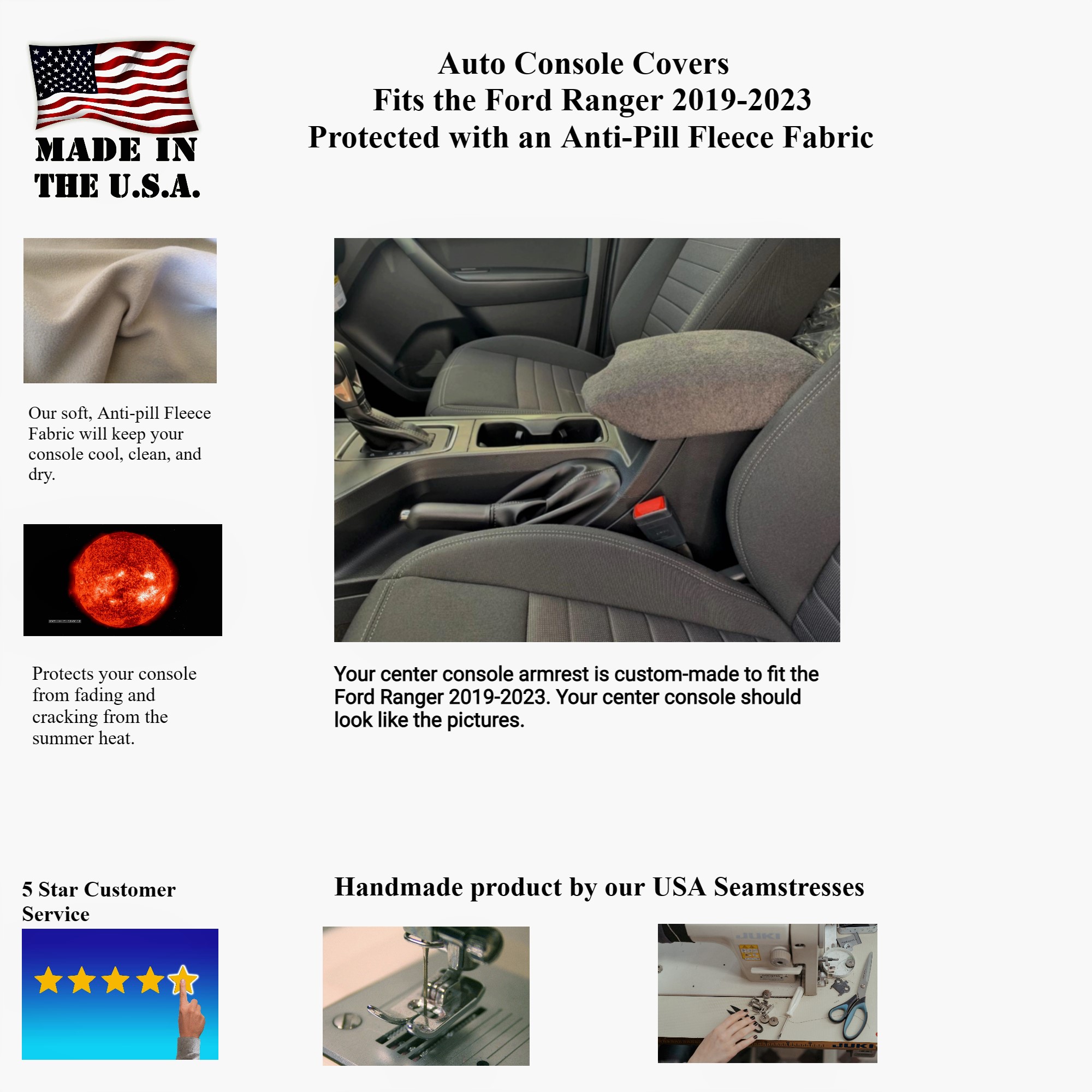 Buy Fleece Center Console Armrest Cover fits the Ford Ranger 2019-2023 Buy Fleece Center Console Armrest Cover fits the Ford Ranger 2019-2023