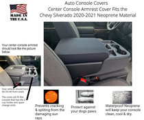 Buy Neoprene Center Console Armrest Cover Fits the Chevrolet Silverado Custom 1500, 2500, 3500, 2020-2025