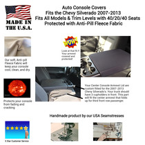 Buy Center Console Armrest Cover fits the Chevy Silverado 2007-2013 (All Models & Trim Levels with 40/20/40 seats)- Fleece Material