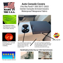 Buy Neoprene Center Console Armrest Cover fits the Ford F-350 S.D. 2017-2022 Fold down middle seat with a console box