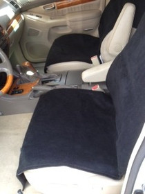 Terry Cloth Slip-On Pancho Bucket Seat Cover (Pair-2 covers) - Black