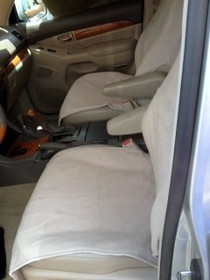 Fleece Slip-On Pancho Bucket Seat Cover (Pair)-Tan